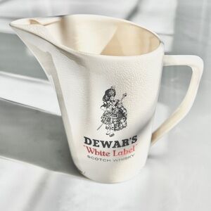 vintage Dewar's White Label Scotch Whisky ceramic water pitcher barware England